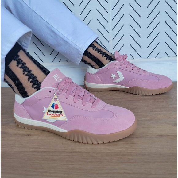 ⭐Converse Run Star Trainer Ox Sz 7 Women Casual Shoes Suede Sneaker Pink A13362C - Picture 1 of 14
